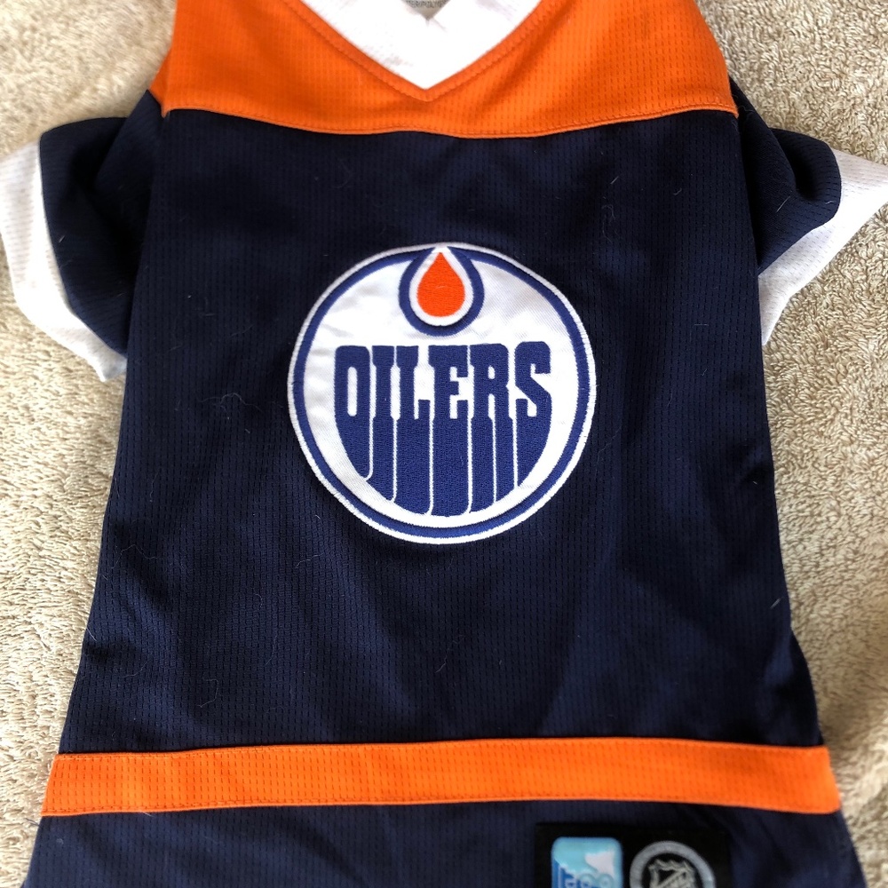 Edmonton Oilers dog jersey size S